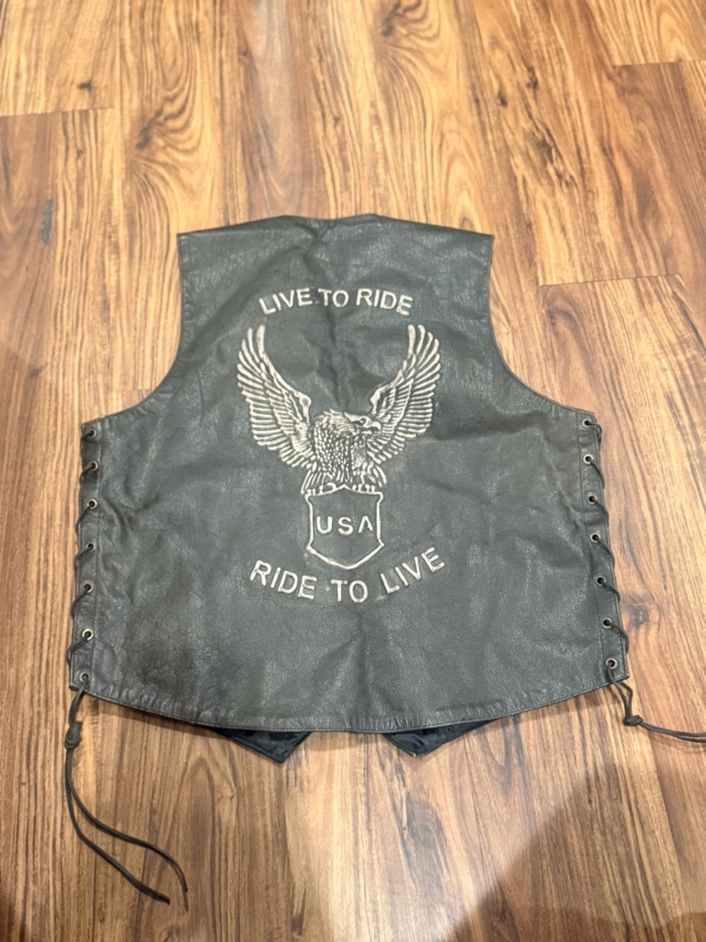 Xelement Vest Mens Large Brown Leather Motorcycle Live To Ride Eagle USA
